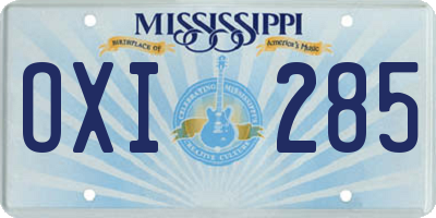 MS license plate OXI285