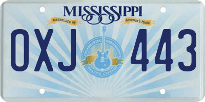 MS license plate OXJ443