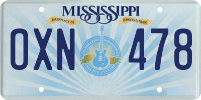MS license plate OXN478