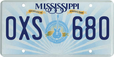 MS license plate OXS680