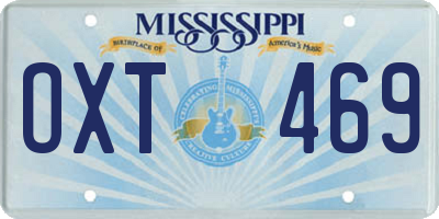 MS license plate OXT469