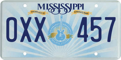 MS license plate OXX457