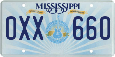 MS license plate OXX660