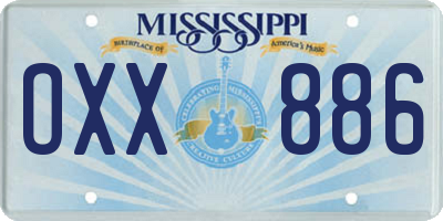 MS license plate OXX886