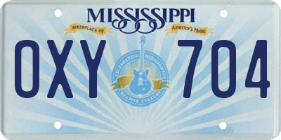 MS license plate OXY704