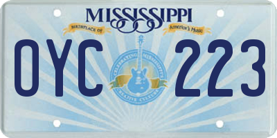 MS license plate OYC223
