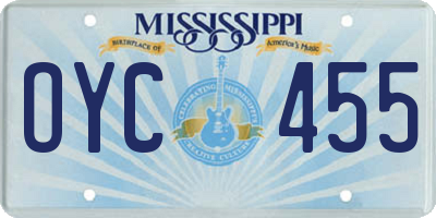 MS license plate OYC455