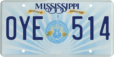 MS license plate OYE514