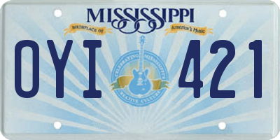 MS license plate OYI421