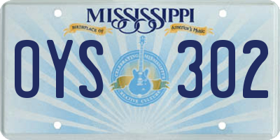 MS license plate OYS302