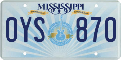 MS license plate OYS870