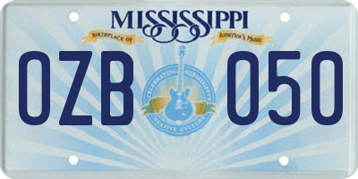 MS license plate OZB050