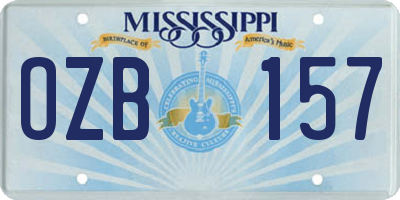 MS license plate OZB157