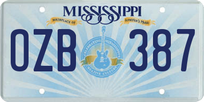 MS license plate OZB387