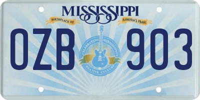 MS license plate OZB903