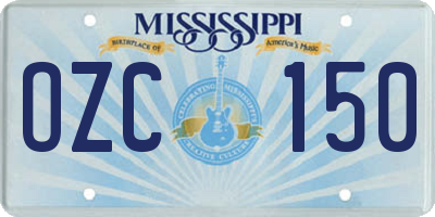 MS license plate OZC150