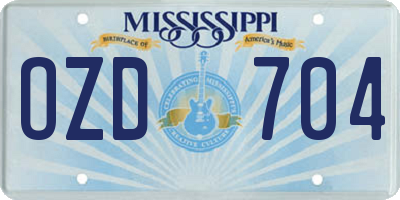 MS license plate OZD704