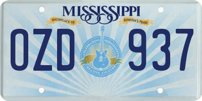 MS license plate OZD937