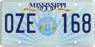MS license plate OZE168