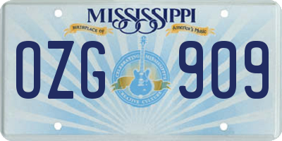 MS license plate OZG909