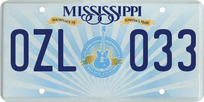 MS license plate OZL033