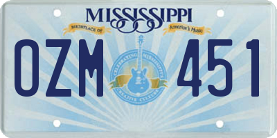MS license plate OZM451