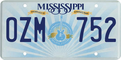 MS license plate OZM752