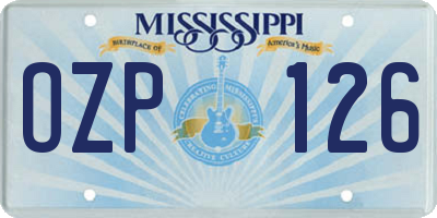 MS license plate OZP126