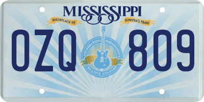MS license plate OZQ809