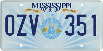 MS license plate OZV351