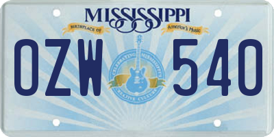 MS license plate OZW540