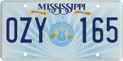 MS license plate OZY165
