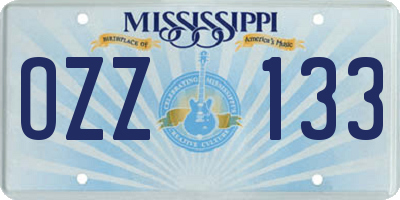 MS license plate OZZ133