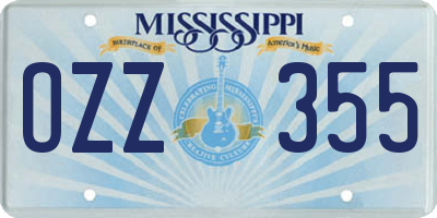 MS license plate OZZ355