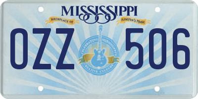 MS license plate OZZ506