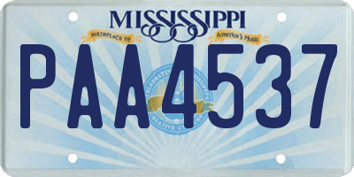 MS license plate PAA4537