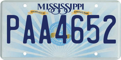 MS license plate PAA4652