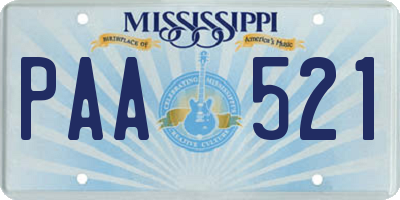 MS license plate PAA521