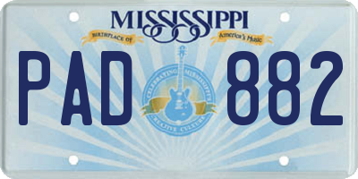 MS license plate PAD882