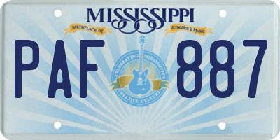 MS license plate PAF887