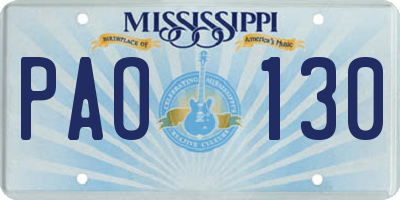 MS license plate PAO130