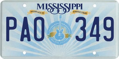 MS license plate PAO349