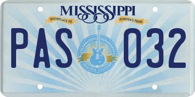 MS license plate PAS032