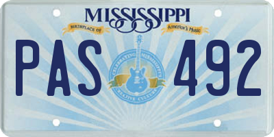 MS license plate PAS492