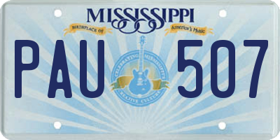 MS license plate PAU507