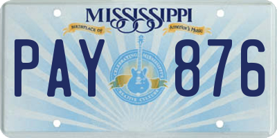 MS license plate PAY876