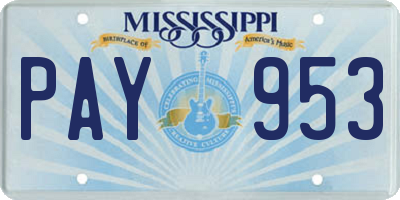 MS license plate PAY953