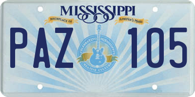 MS license plate PAZ105