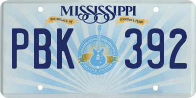 MS license plate PBK392