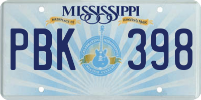MS license plate PBK398